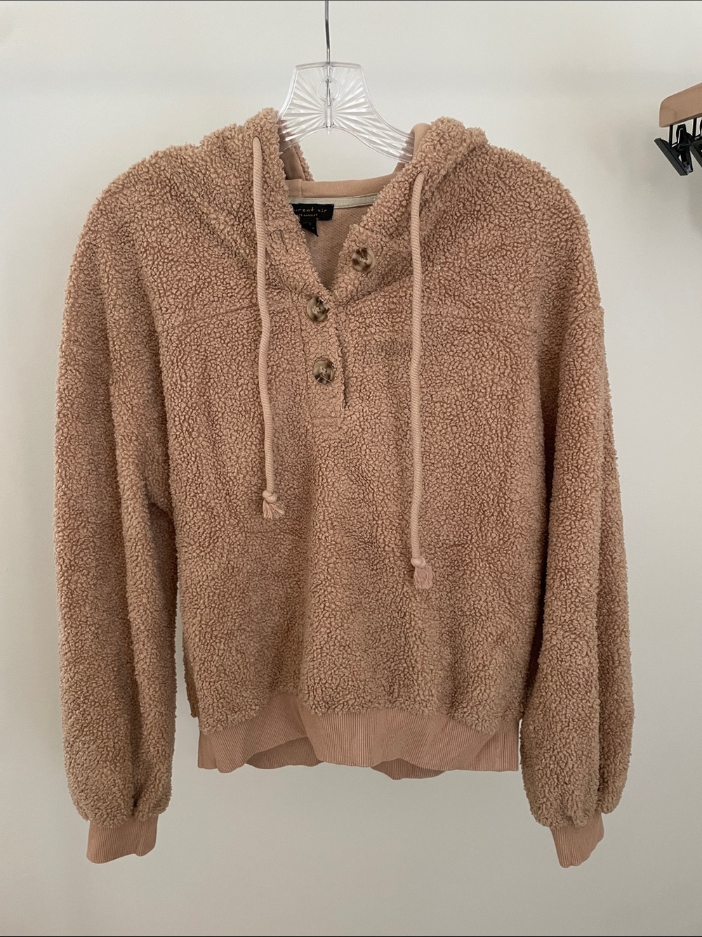 Cozy Cropped Hooded Sherpa Pullover Jacket - Tan